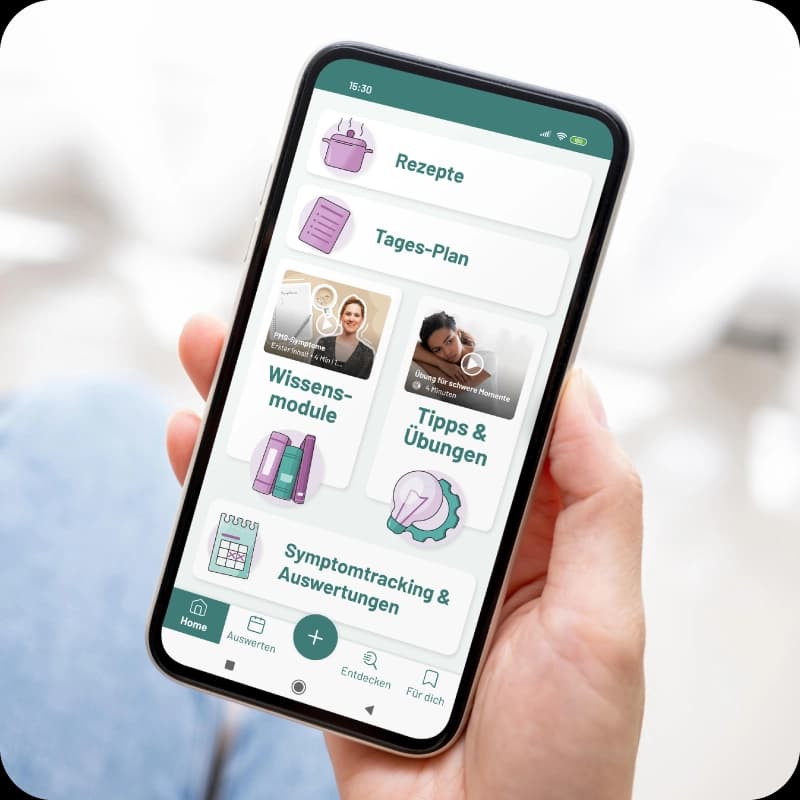 Eine Hand hält ein Smartphone mit geöffneter isi-App